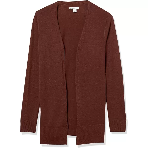 Amazon Essentials Womens Lightweight OpenFront Cardigan Sweater Available in Plus SizeDark Chestnut Brown Heather