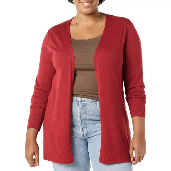 Amazon Essentials Womens Lightweight OpenFront Cardigan Sweater Available in Plus SizeDark Red