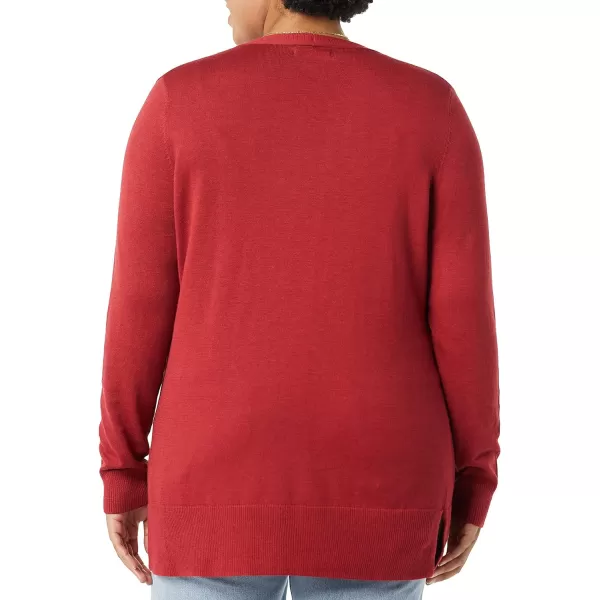 Amazon Essentials Womens Lightweight OpenFront Cardigan Sweater Available in Plus SizeDark Red