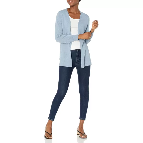 Amazon Essentials Womens Lightweight OpenFront Cardigan Sweater Available in Plus SizeIndigo Blue Heather