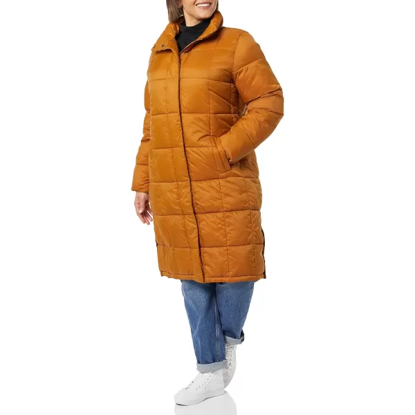 Amazon Essentials Womens Lightweight Quilted Longer Length CoatTan