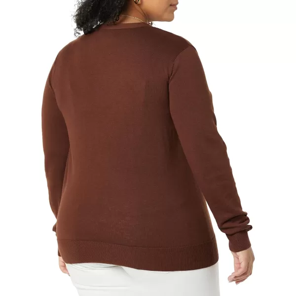 Amazon Essentials Womens Lightweight VNeck Cardigan Sweater Available in Plus SizeBrown