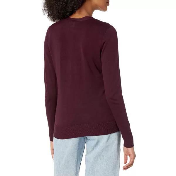 Amazon Essentials Womens Lightweight VNeck Cardigan Sweater Available in Plus SizeBurgundy