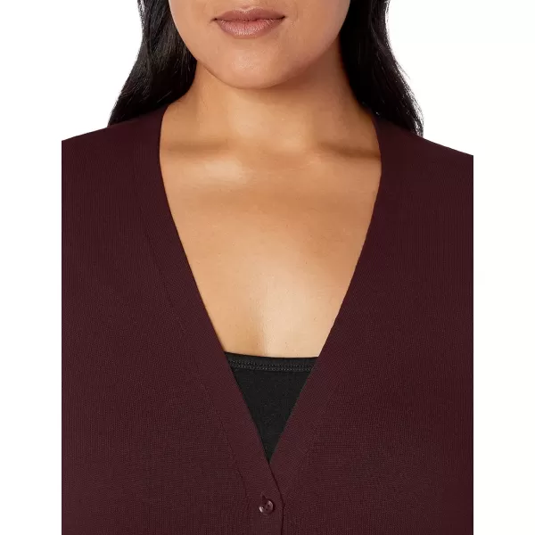 Amazon Essentials Womens Lightweight VNeck Cardigan Sweater Available in Plus SizeBurgundy