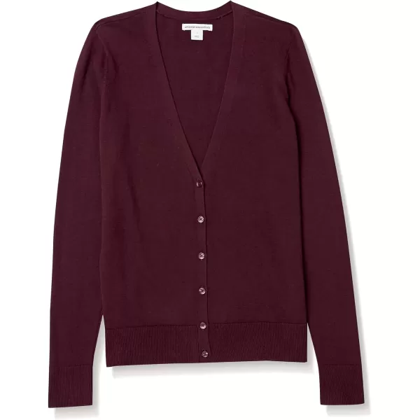 Amazon Essentials Womens Lightweight VNeck Cardigan Sweater Available in Plus SizeBurgundy