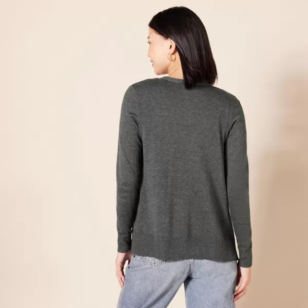 Amazon Essentials Womens Lightweight VNeck Cardigan Sweater Available in Plus SizeCharcoal Heather