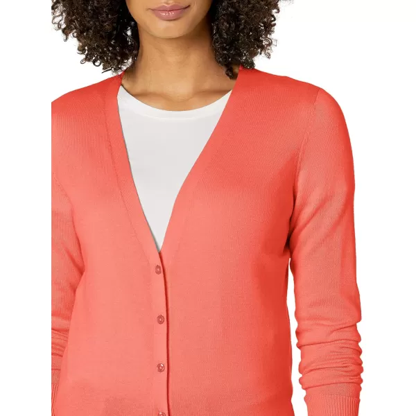 Amazon Essentials Womens Lightweight VNeck Cardigan Sweater Available in Plus SizeCoral Pink