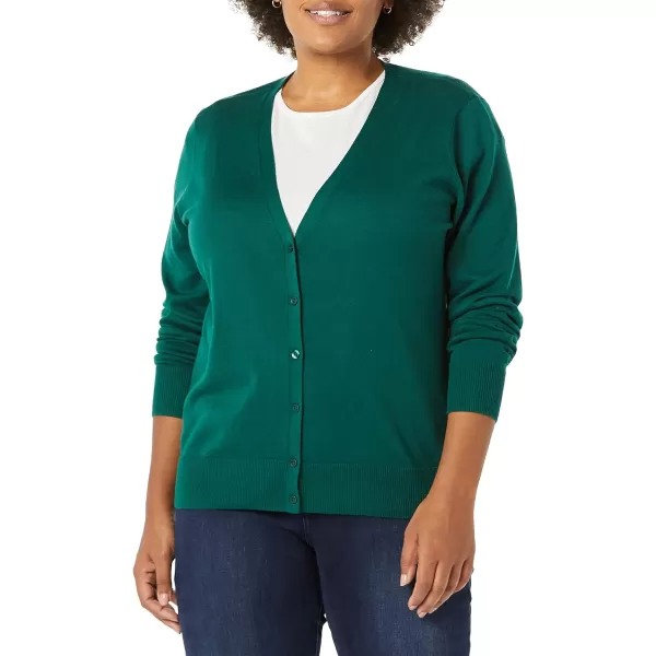 Amazon Essentials Womens Lightweight VNeck Cardigan Sweater Available in Plus SizeDark Green