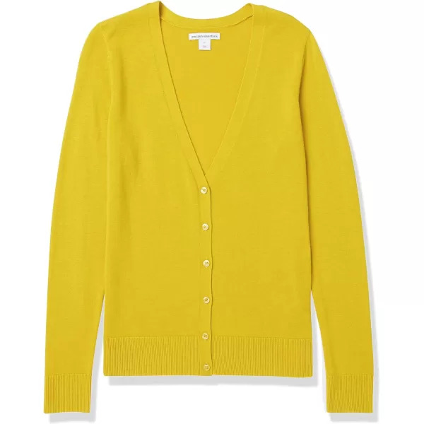 Amazon Essentials Womens Lightweight VNeck Cardigan Sweater Available in Plus SizeDark Yellow