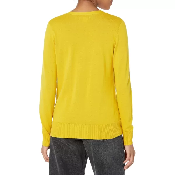 Amazon Essentials Womens Lightweight VNeck Cardigan Sweater Available in Plus SizeDark Yellow