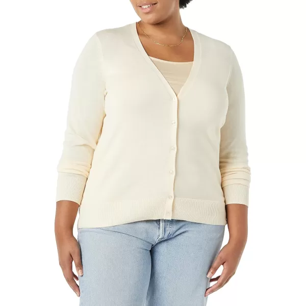 Amazon Essentials Womens Lightweight VNeck Cardigan Sweater Available in Plus SizeEcru