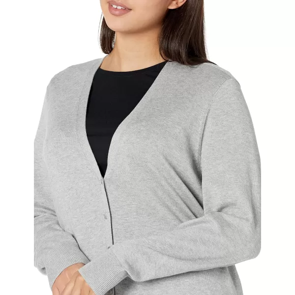 Amazon Essentials Womens Lightweight VNeck Cardigan Sweater Available in Plus SizeGrey Heather