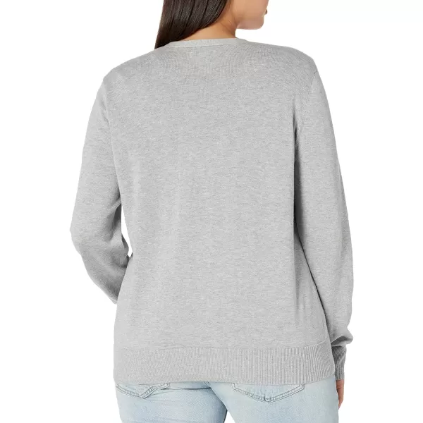 Amazon Essentials Womens Lightweight VNeck Cardigan Sweater Available in Plus SizeGrey Heather