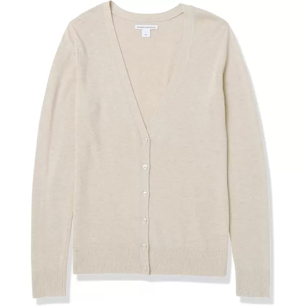 Amazon Essentials Womens Lightweight VNeck Cardigan Sweater Available in Plus SizeLight Oatmeal