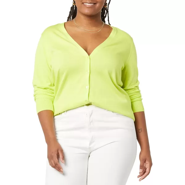 Amazon Essentials Womens Lightweight VNeck Cardigan Sweater Available in Plus SizeLime Green