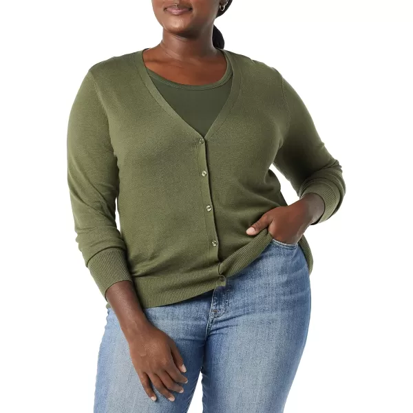 Amazon Essentials Womens Lightweight VNeck Cardigan Sweater Available in Plus SizeOlive