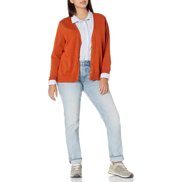 Amazon Essentials Womens Lightweight VNeck Cardigan Sweater Available in Plus SizeRust