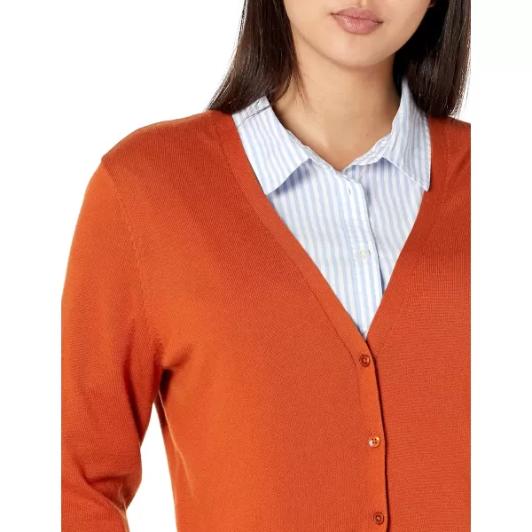 Amazon Essentials Womens Lightweight VNeck Cardigan Sweater Available in Plus SizeRust