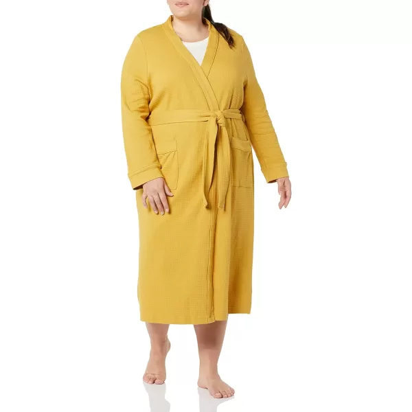 Amazon Essentials Womens Lightweight Waffle FullLength Robe Available in Plus SizeMustard Yellow