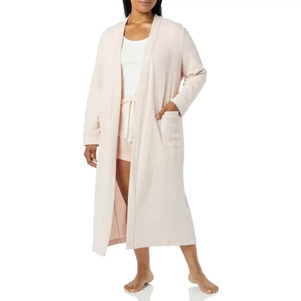 Amazon Essentials Womens Lightweight Waffle FullLength Robe Available in Plus SizePale Pink