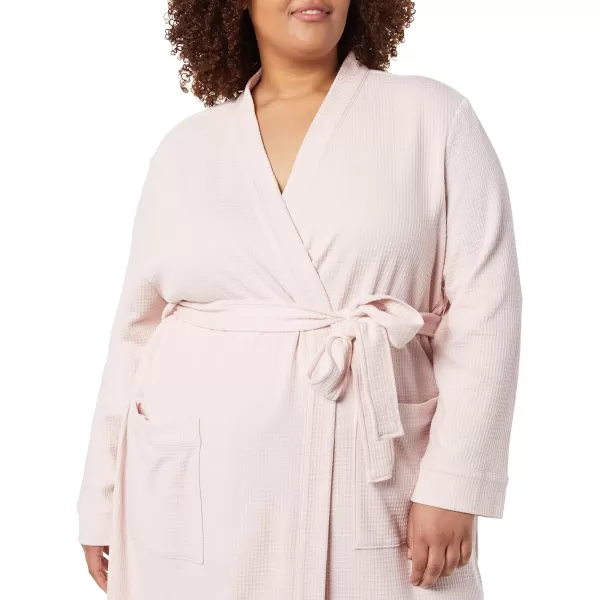 Amazon Essentials Womens Lightweight Waffle FullLength Robe Available in Plus SizePale Pink