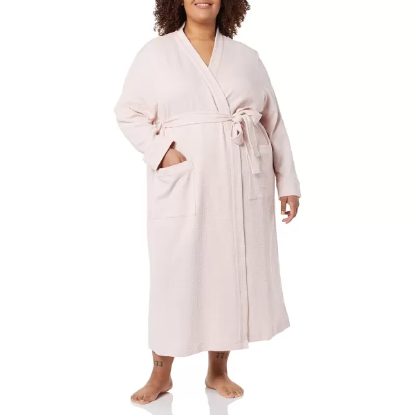 Amazon Essentials Womens Lightweight Waffle FullLength Robe Available in Plus SizePale Pink