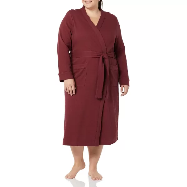 Amazon Essentials Womens Lightweight Waffle FullLength Robe Available in Plus SizeRich Burgundy