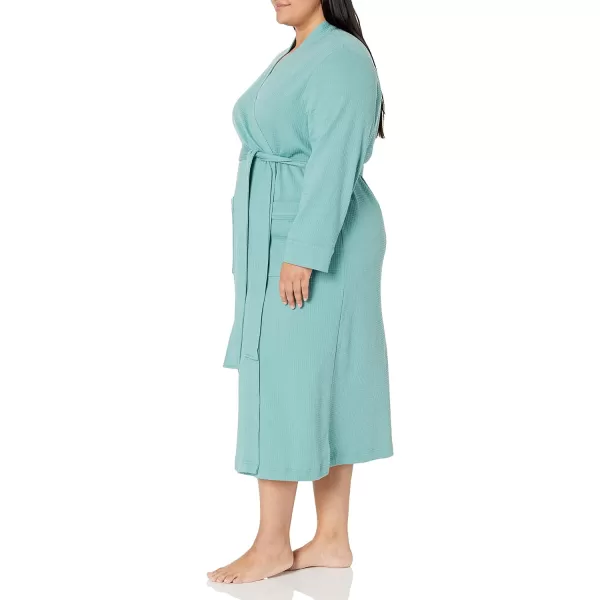 Amazon Essentials Womens Lightweight Waffle FullLength Robe Available in Plus SizeTeal Blue