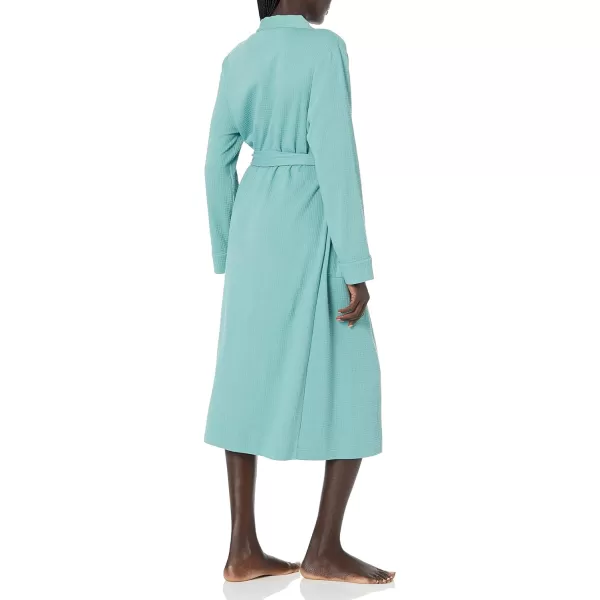 Amazon Essentials Womens Lightweight Waffle FullLength Robe Available in Plus SizeTeal Blue