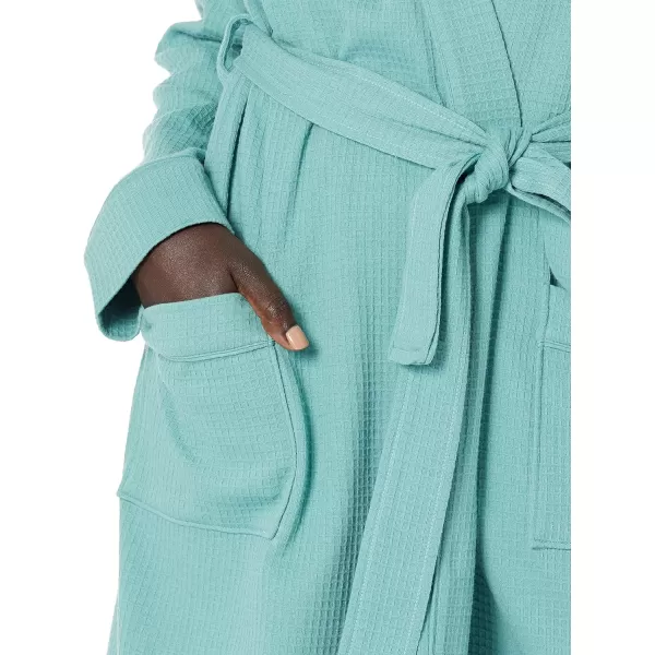 Amazon Essentials Womens Lightweight Waffle FullLength Robe Available in Plus SizeTeal Blue