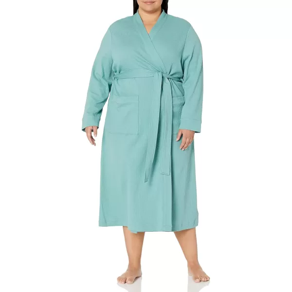 Amazon Essentials Womens Lightweight Waffle FullLength Robe Available in Plus SizeTeal Blue