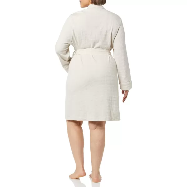 Amazon Essentials Womens Lightweight Waffle MidLength Robe Available in Plus SizeBeige