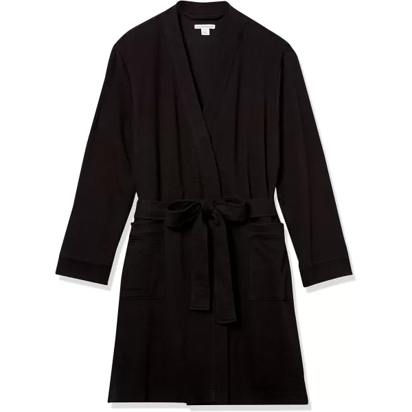 Amazon Essentials Womens Lightweight Waffle MidLength Robe Available in Plus SizeBlack