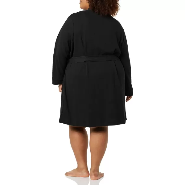 Amazon Essentials Womens Lightweight Waffle MidLength Robe Available in Plus SizeBlack