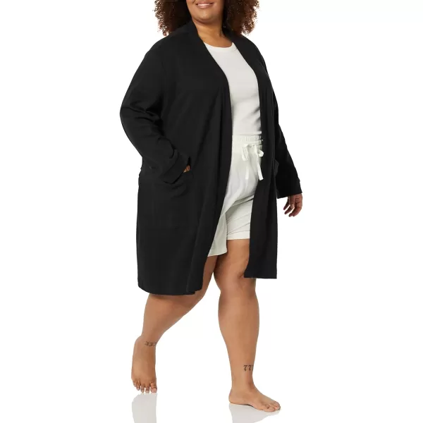 Amazon Essentials Womens Lightweight Waffle MidLength Robe Available in Plus SizeBlack