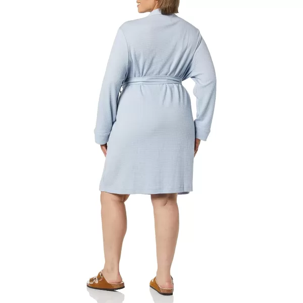 Amazon Essentials Womens Lightweight Waffle MidLength Robe Available in Plus SizeDusty Blue