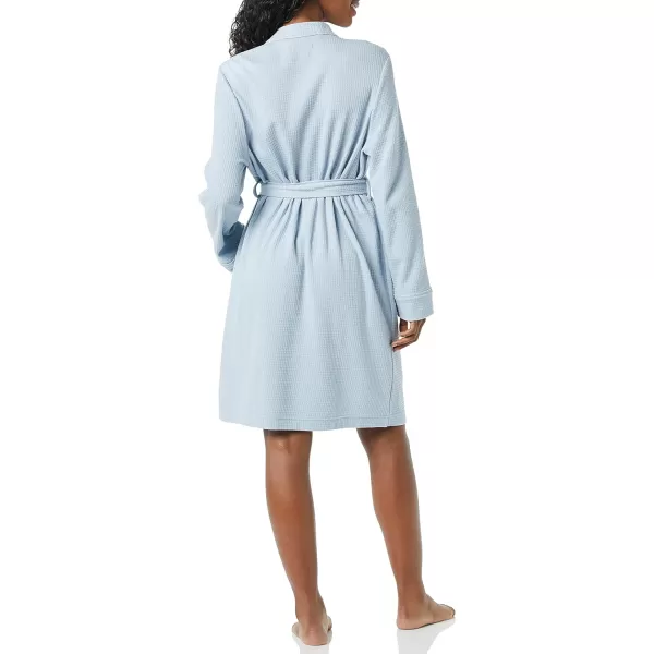 Amazon Essentials Womens Lightweight Waffle MidLength Robe Available in Plus SizeDusty Blue