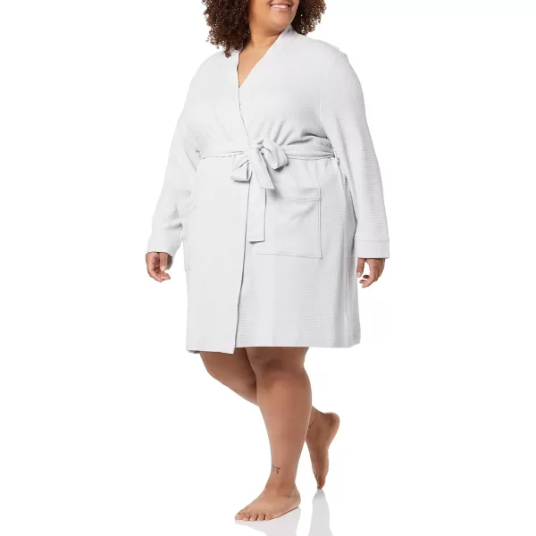 Amazon Essentials Womens Lightweight Waffle MidLength Robe Available in Plus SizeLight Grey