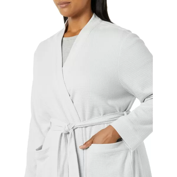 Amazon Essentials Womens Lightweight Waffle MidLength Robe Available in Plus SizeLight Grey