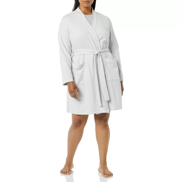 Amazon Essentials Womens Lightweight Waffle MidLength Robe Available in Plus SizeLight Grey