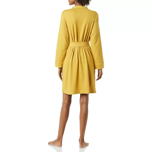 Amazon Essentials Womens Lightweight Waffle MidLength Robe Available in Plus SizeMustard Yellow