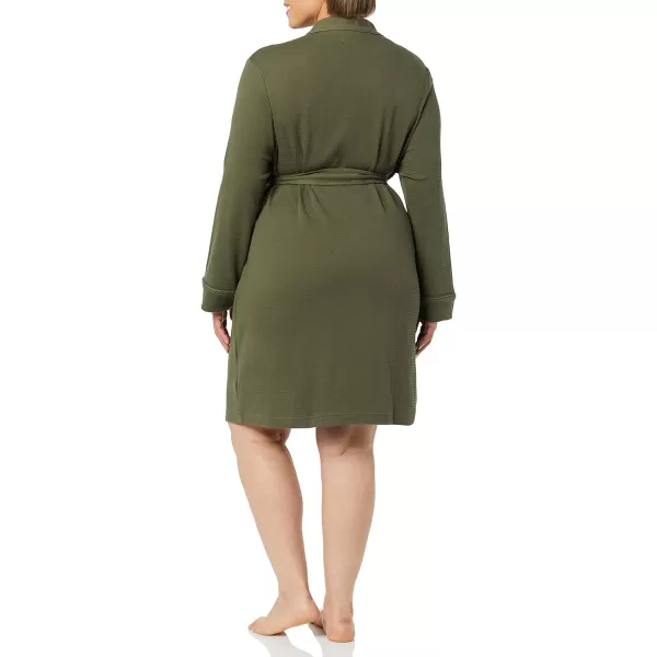 Amazon Essentials Womens Lightweight Waffle MidLength Robe Available in Plus SizeOlive