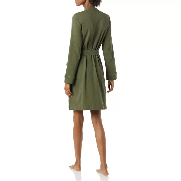 Amazon Essentials Womens Lightweight Waffle MidLength Robe Available in Plus SizeOlive