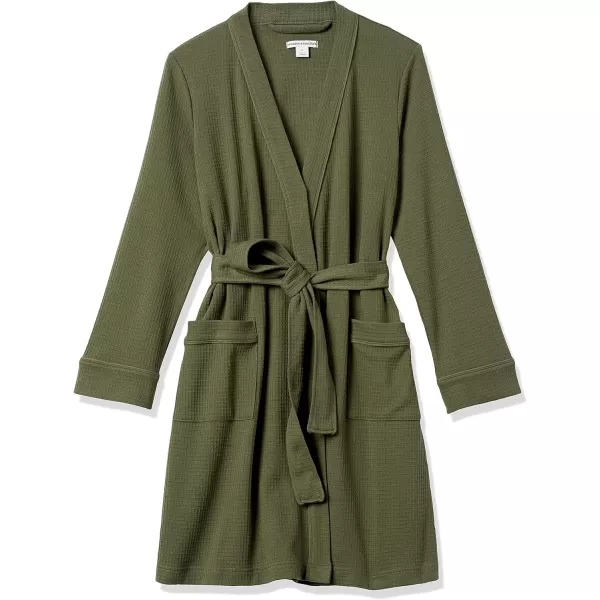 Amazon Essentials Womens Lightweight Waffle MidLength Robe Available in Plus SizeOlive