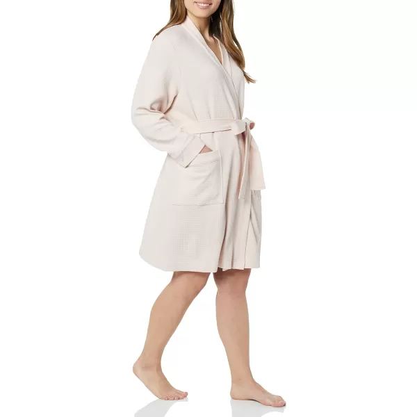 Amazon Essentials Womens Lightweight Waffle MidLength Robe Available in Plus SizePale Pink