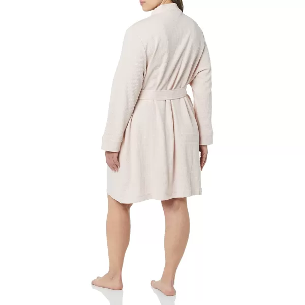 Amazon Essentials Womens Lightweight Waffle MidLength Robe Available in Plus SizePale Pink