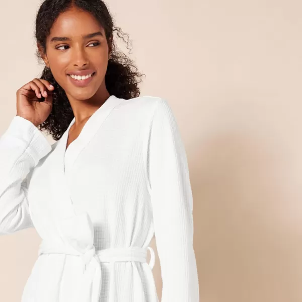 Amazon Essentials Womens Lightweight Waffle MidLength Robe Available in Plus SizeWhite