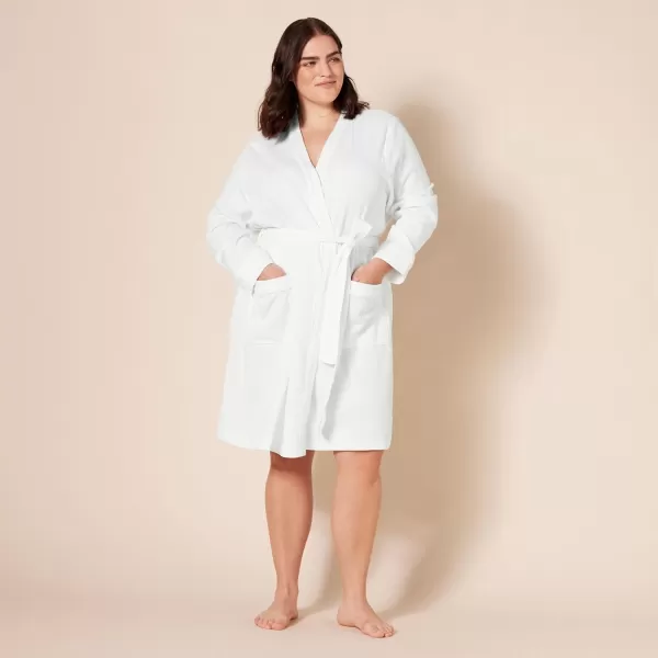 Amazon Essentials Womens Lightweight Waffle MidLength Robe Available in Plus SizeWhite