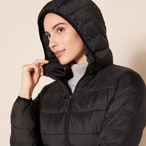 Amazon Essentials Womens Lightweight WaterResistant Hooded Puffer Coat Available in Plus SizeBlack