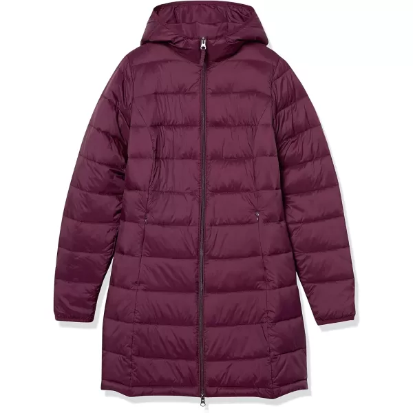 Amazon Essentials Womens Lightweight WaterResistant Hooded Puffer Coat Available in Plus SizeBurgundy